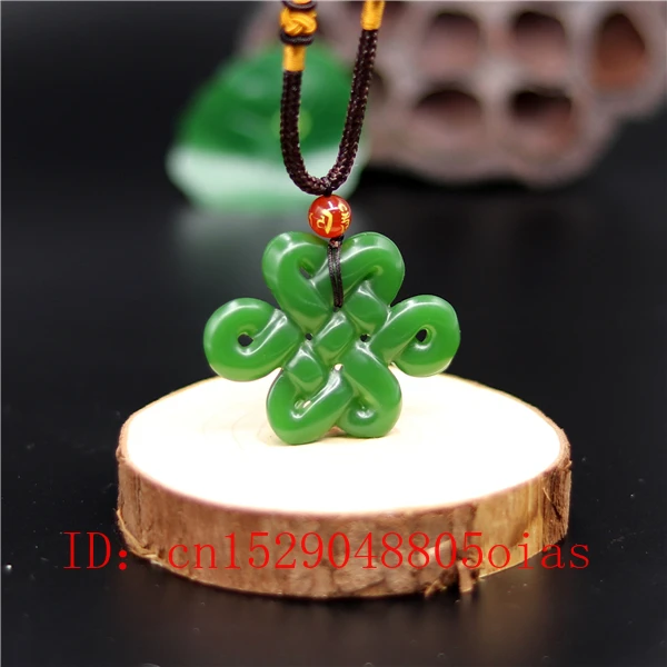 Натуральный зеленый белый нефрит подвеска в виде китайского узла ожерелье