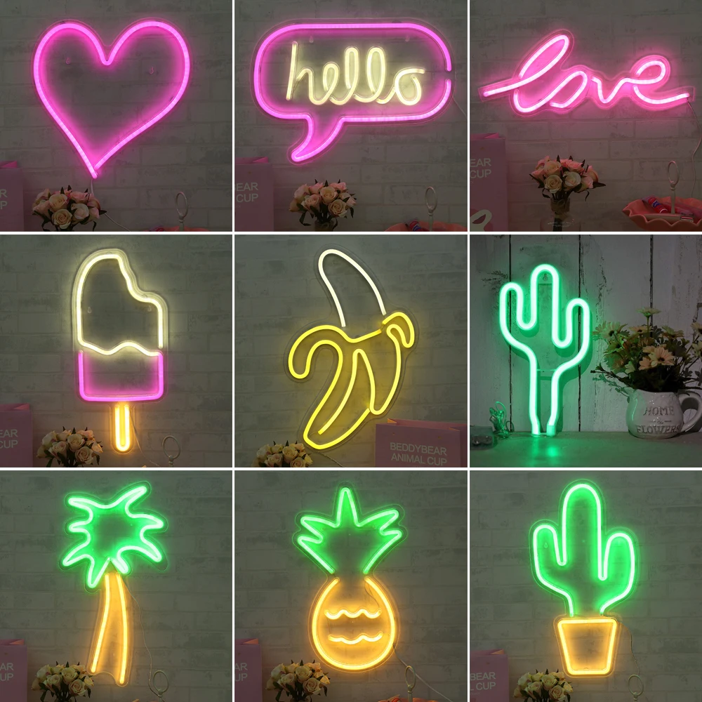 

Светодиодный неоновый ночник, настенный арт-знак, ночная лампа, подарок на Рождество, день рождения, свадьбу, вечеринку, настенный неоновый ...