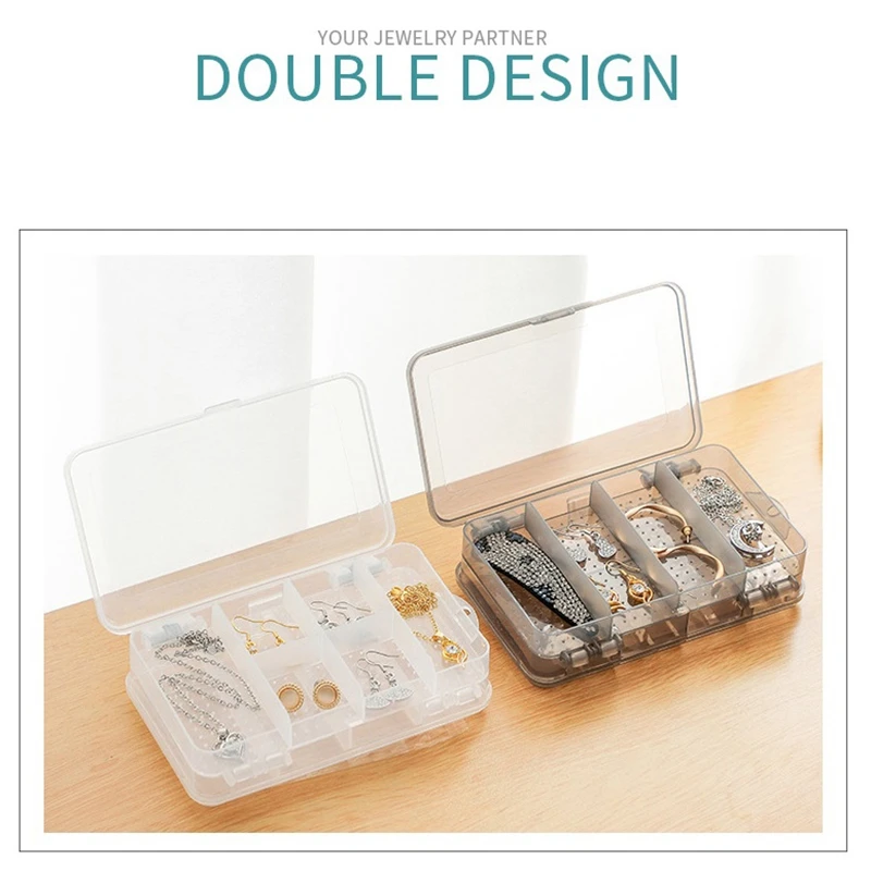 

10 Grids Transparent Double Layers Plastic Case Storage Box for Jewelry Beads Earring Case Organizer