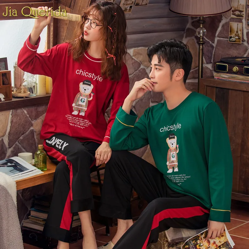 Рождественские одинаковые пижамы для пар шикарный стиль милые брюки с принтом