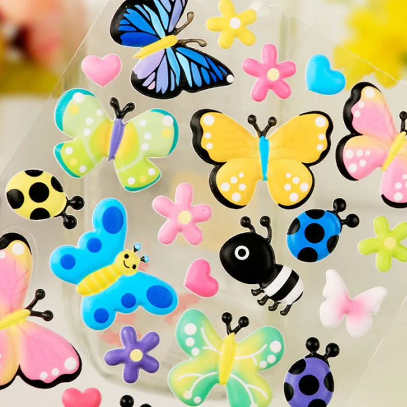 2pc butterfly insect bubble cartoon foam pvc decor diy scrapbook diary cell phone nail stick office school supplies stationery free global shipping