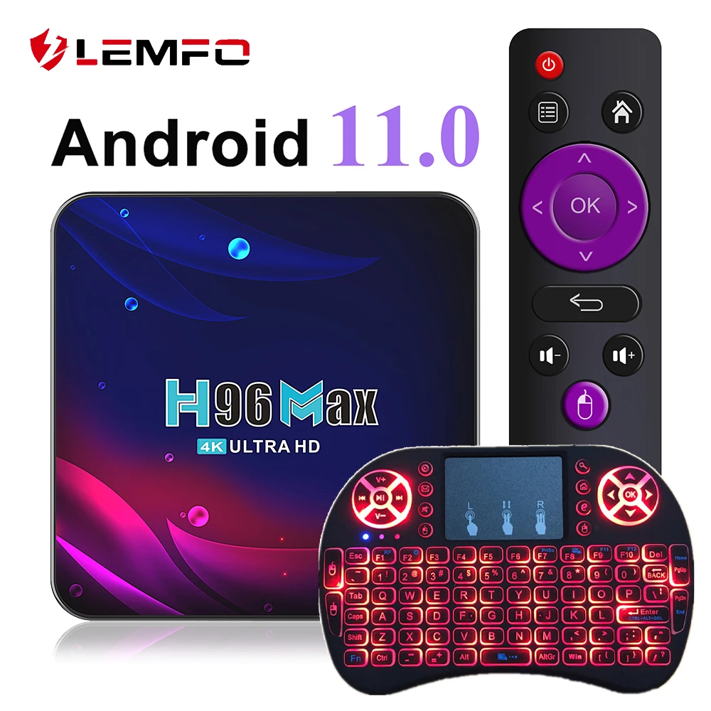 LEMFO TV Box Android 11 тв приставка андроид smart tv Wifi RK3318 Rockchip USB 3.0 4G 64GB H96 Max V11 Set Top смарт |
