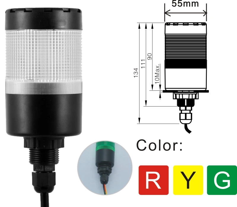 

ELEWIND YWJD-55A трехцветный сигнальный светильник 220В