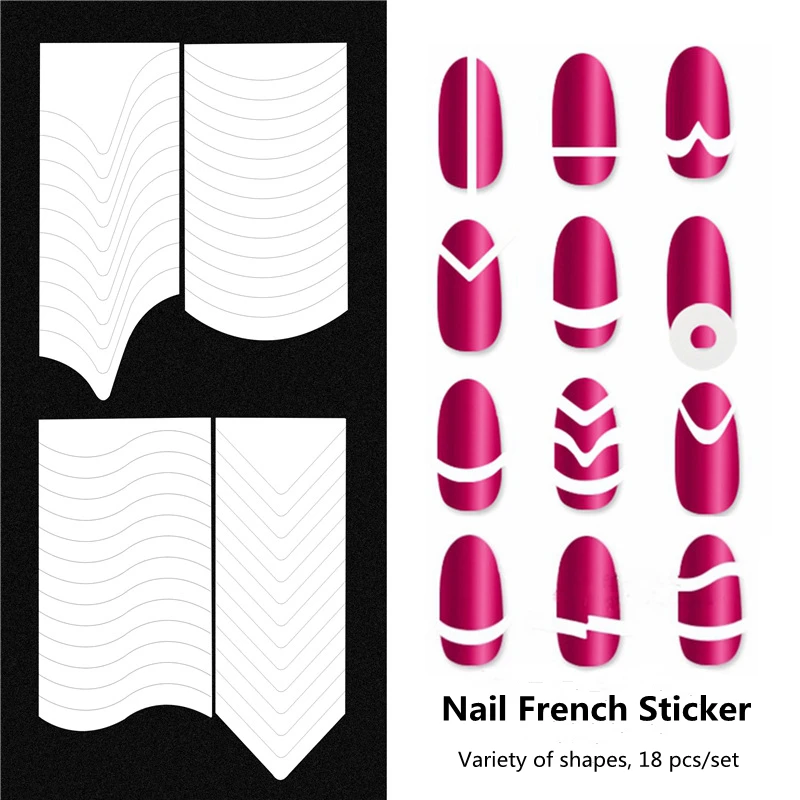 

18 Mixed Nail Art French Stickers DIY Smile Line Manicure Creative Decoration