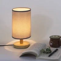 bedside table lamp minimalist linen bedroom light round shade led modern nightstand desk lamp for kids room living room office