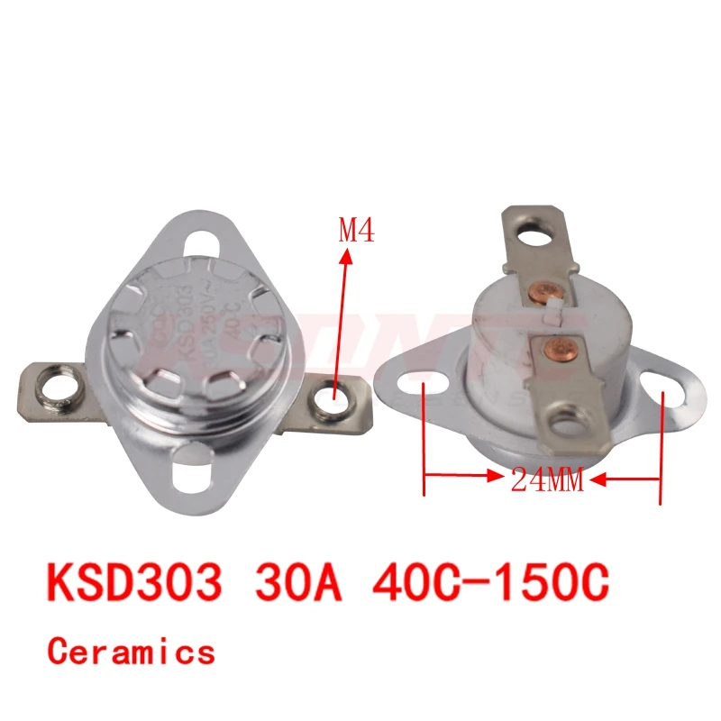 

KSD303 30A 250V 40-150 degree Ceramic KSD301 Normally Closed Temperature Switch Thermostat 40 50 60 70 80 90 100 110 120 130 150