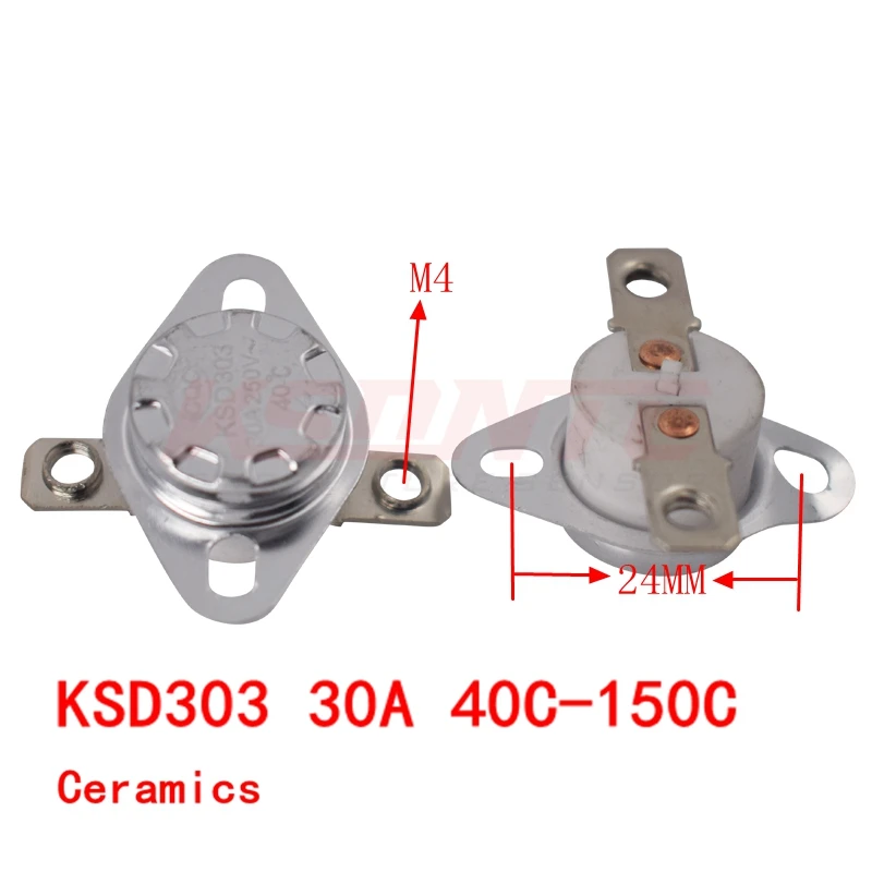

KSD303 30A 250V 40-150 градусов керамический KSD301 нормально закрытый температурный переключатель Термостат 40 50 60 70 80 90 100 110 120 130 150