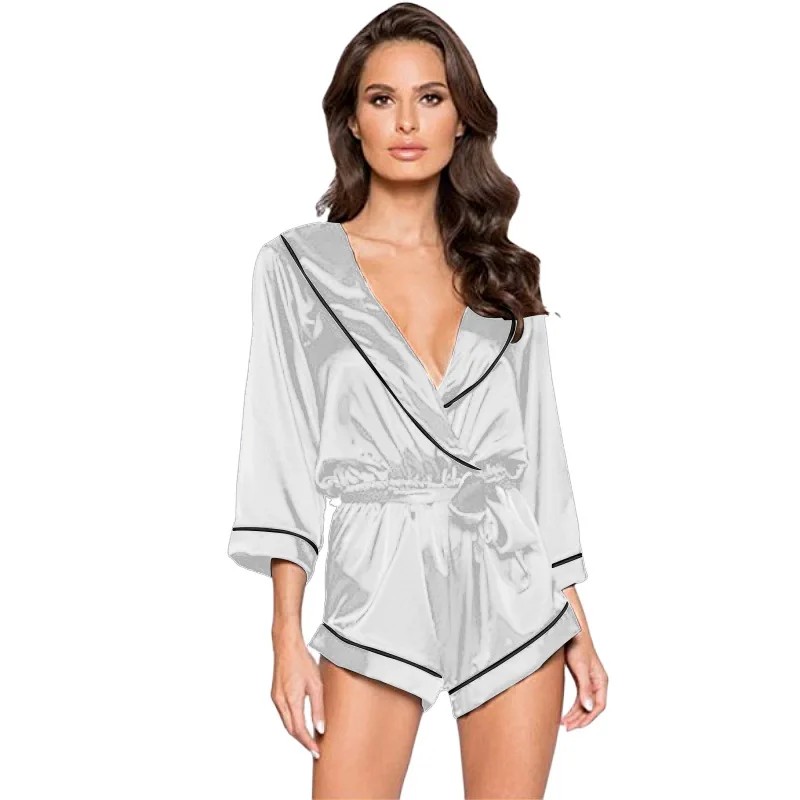 

Sexy Rompers womens jumpsuit Long Sleeve Women Clubwear Shorts Playsuit Autumn Bodycon Party Satin Jumpsuit Romper