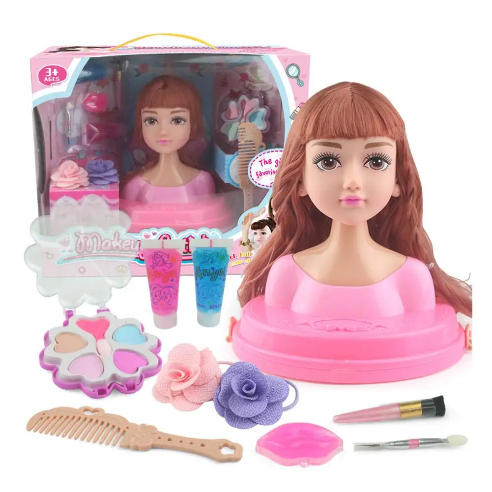 Темный хаки Макияж кукла голова девушки Playset с красоты и модные аксессуары - Цвет: Темный хаки
