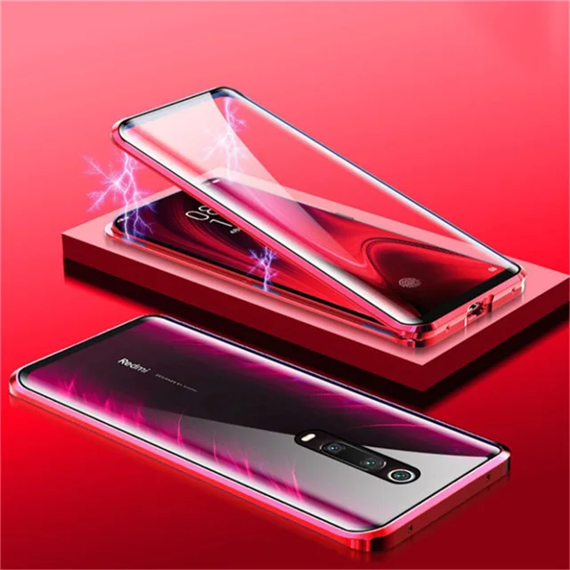 Full Red 360 магнитный чехол для samsung A50 A10 A20 A30 A60 A70 S10e 5G S9 S8 Plus Note 9 8 M10 M20 M30 A8 A7 закаленное Стекло крышка - Цвет: Full Red