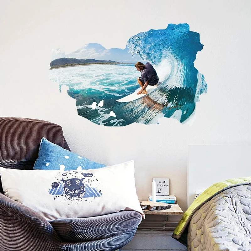 DIY Surf 3D настенные наклейки художественный фон обои художественная Фреска
