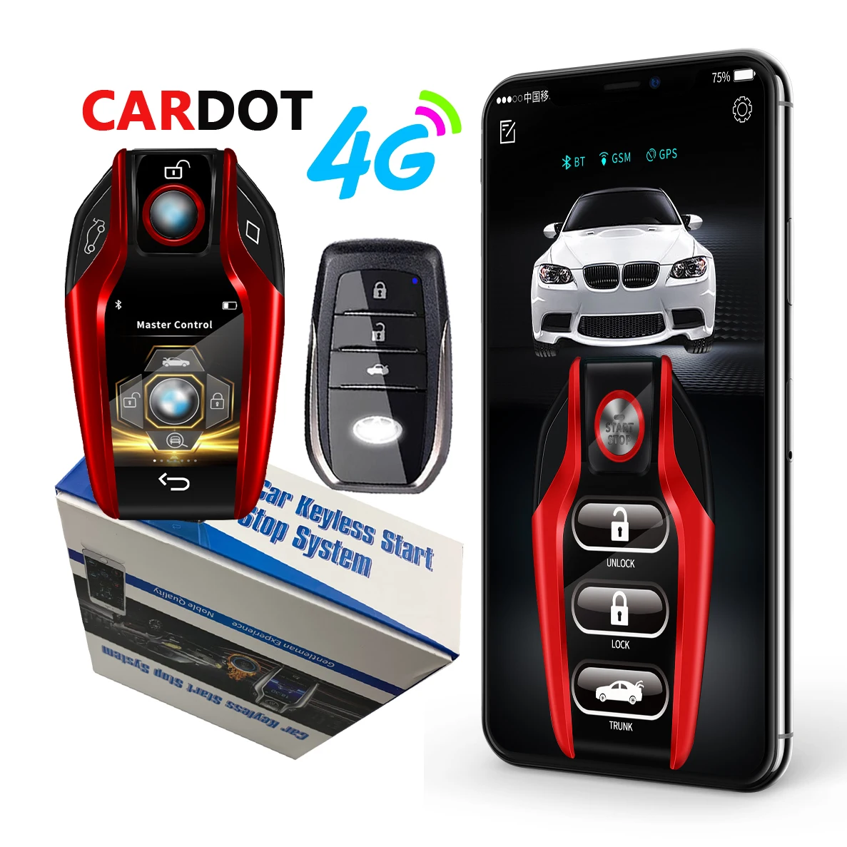 

Cardot LCD Keyless Entry System Pke Unlock Lock Liquid Crystal Start Stop Remote Open Trunk Finding Car Ignition System