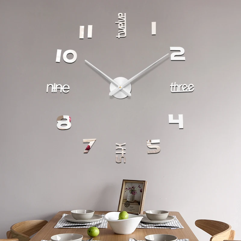 Home Decoration 48 inch Big Mirror Wall Clock Modern Design 3D DIY Large Decorative Clocks Watch Unique New Year Gift | Дом и сад
