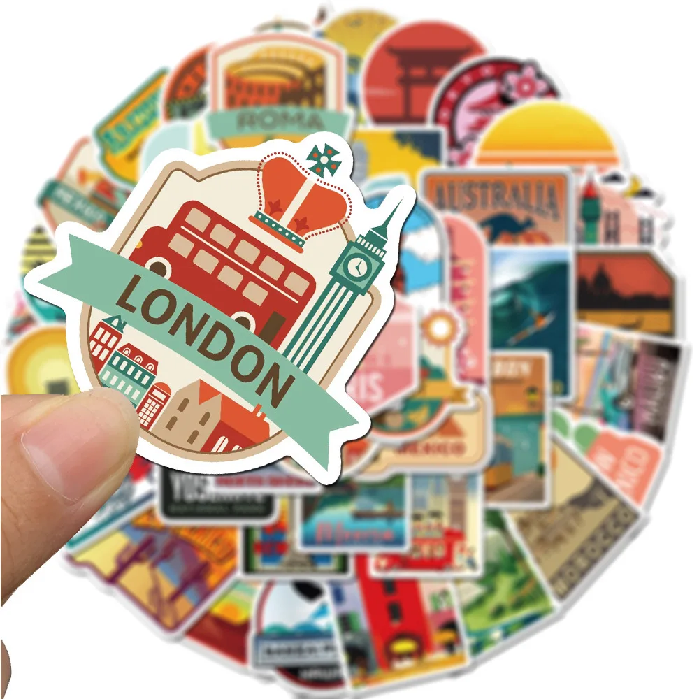 

50PCS New Global Travel City Landscape Stickers Decal Vinyl for Stationery Scrapbooking PS4 Skateboard Laptop Guitar Sticker