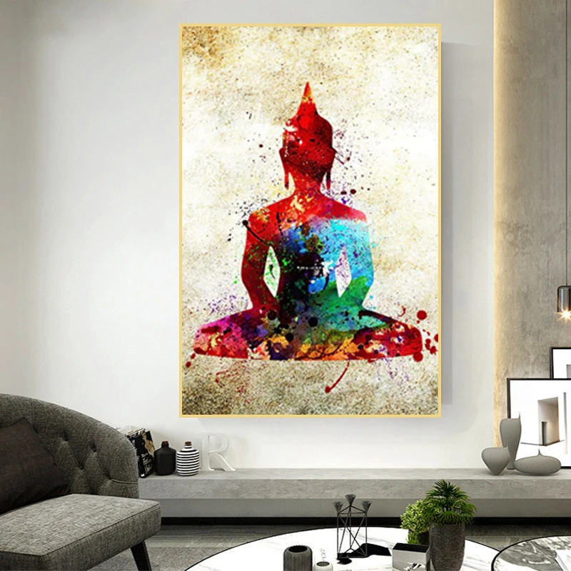 Плакат в ретро стиле с Буддой цветами лотоса Картина на холсте абстрактный