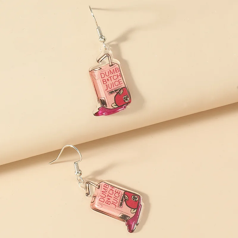 

New Drop 2021 Girl Creative Funny Cute Pendant New Trendy Acrylic Leaf Fruit Violin Pendant Earrings Jewelry Gift