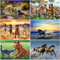 diy 5d diamond painting horse diamond embroidery landscape picture of rhinestone full round drill mosaic home decor gift