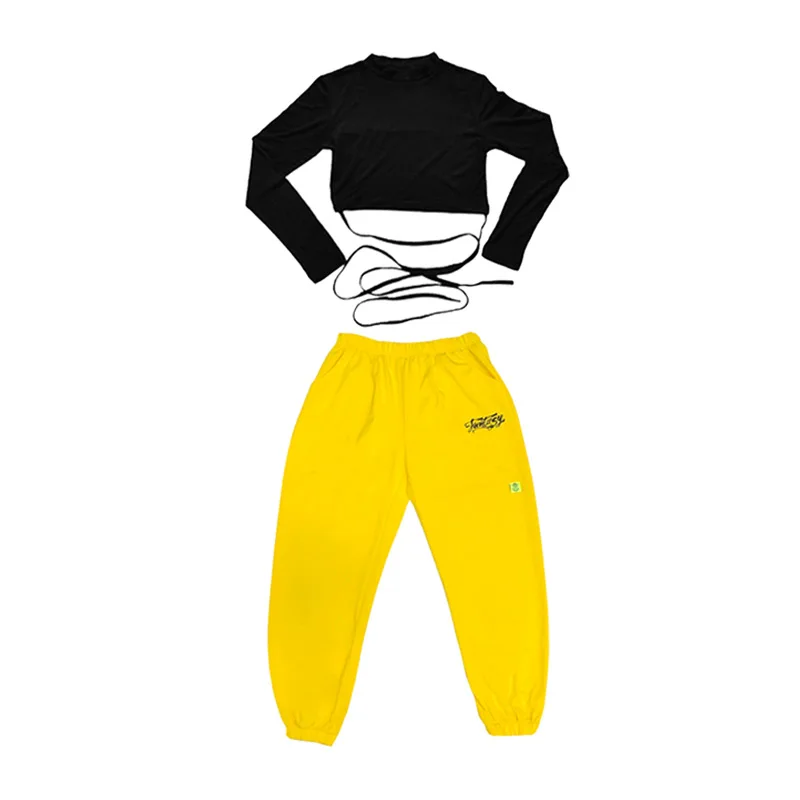 

2021 Children'S Hip-Hop Dance Clothing Yellow Series Costumes Boys Hiphop Suits Girls Jazz Jazz Street Dance Rave Clothes