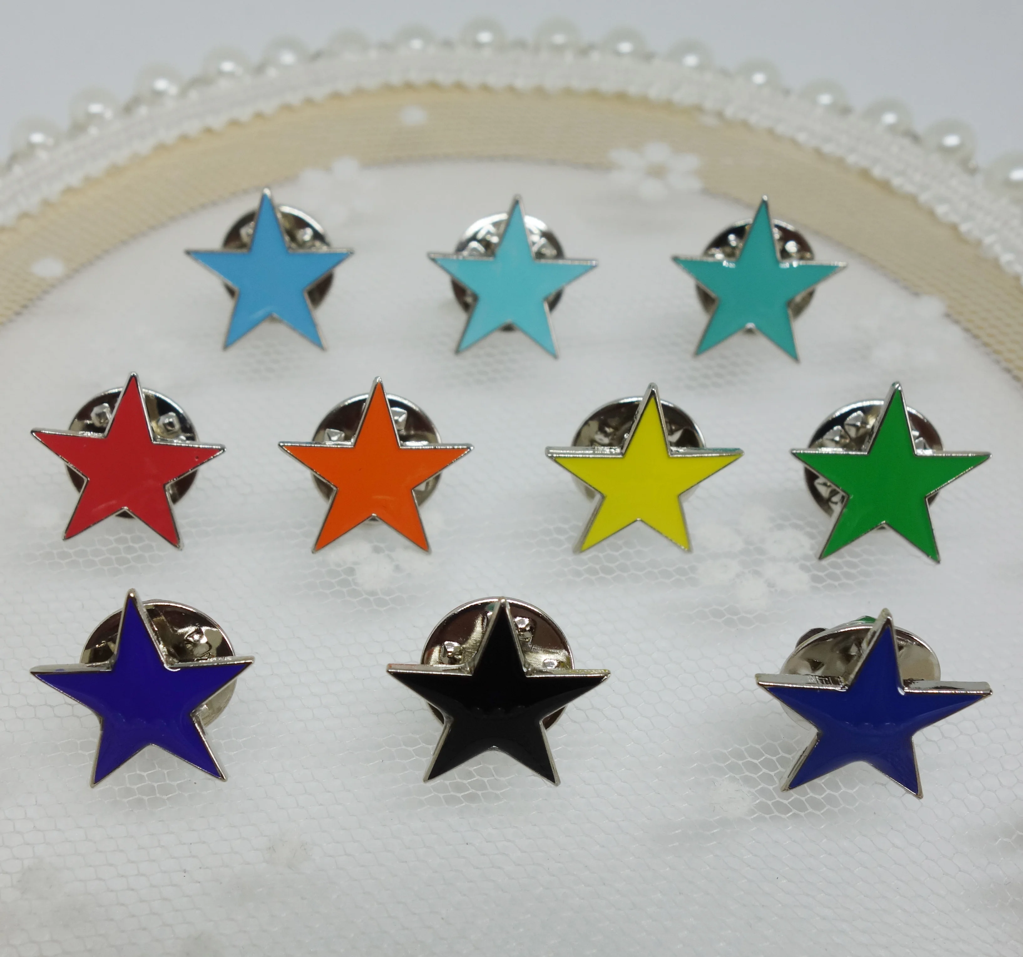 Синяя цветная эмалированная брошь в форме звезды на лацкан заколка-значок для