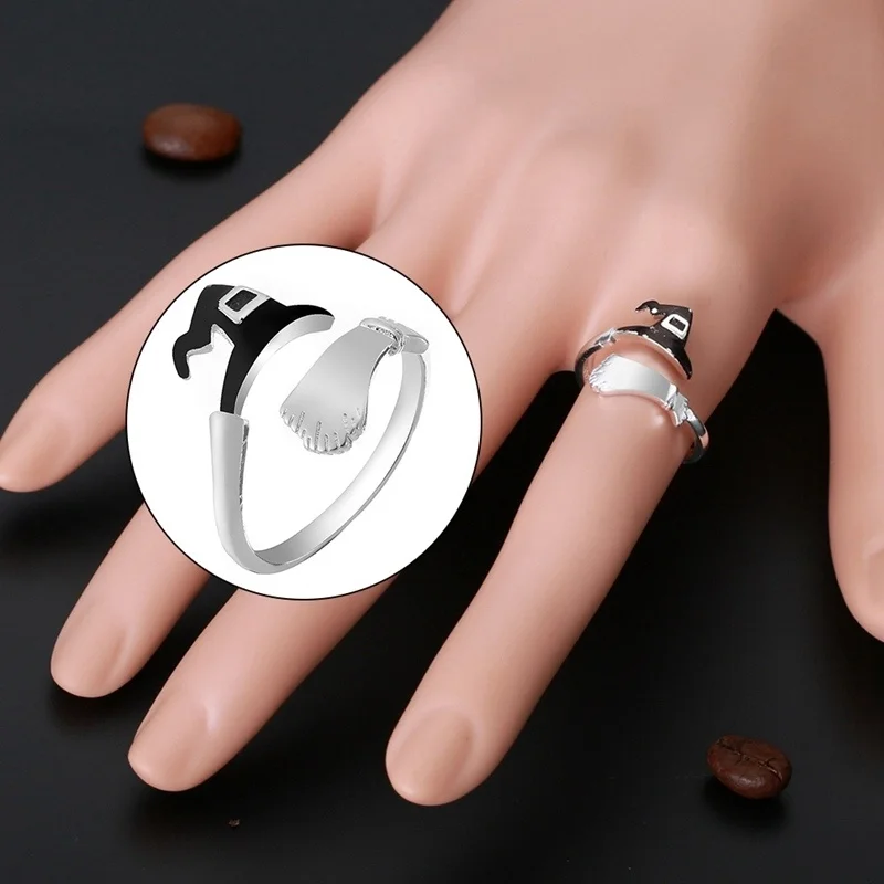 Открытые Регулируемые кольца для мужчин и женщин медная шляпа ведьма метла тыква