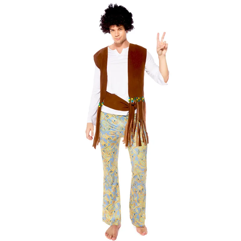 

Halloween Adult Cosplay Hip Hop Couple Costume Vintage Vest Hawaiian Dance Show Performance Clothes