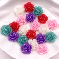 40pcs resin glitter bepowder 14mm colorful 3d flower flatback stone scrapbook wedding diy buttons applique crafts embellishments