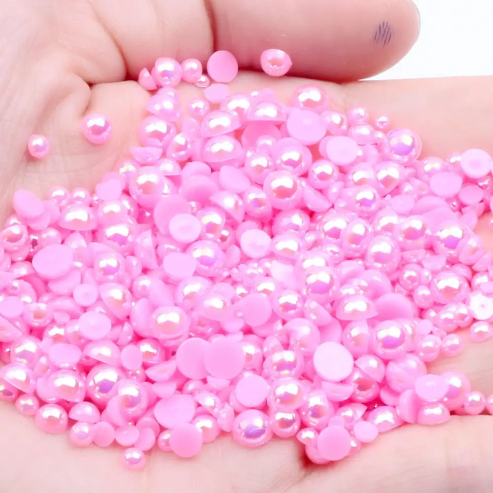 

Light Rose AB Half Round Pearls 2-12mm And Mixed Sizes Imitation Flatback Glue On Resin Beads DIY Craft Embellishment