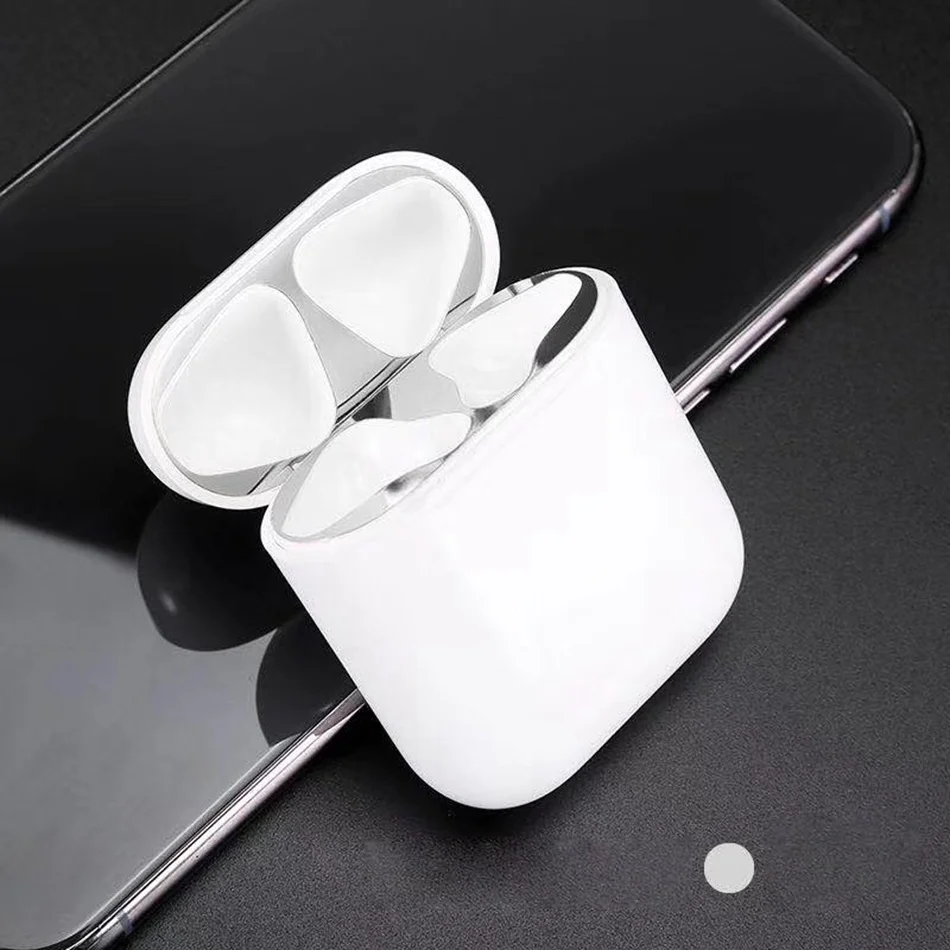 Для Apple AirPods металлическая Пылезащитная наклейка для AirPods 2 ультратонкий аксессуар защитная наклейка Пылезащитная защита кожи