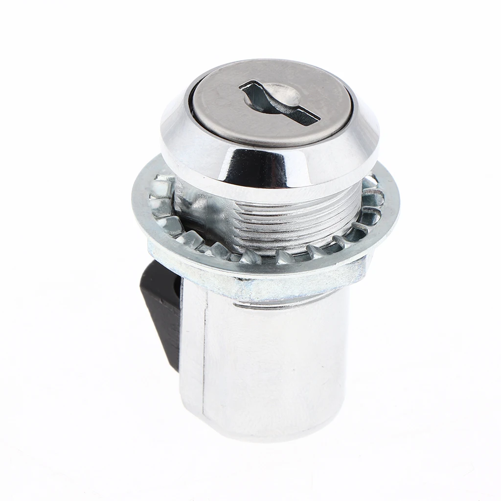 

Chrome Push Button Latch with Locking with Two Keys and Shiny Appearance