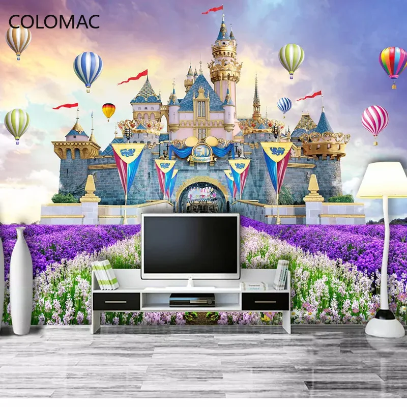 

Colomac Custom Girls Bedroom Warm Decorative Wallpaper Cartoon Balloon Castle Mural Decor for Children's Room Dropshipping