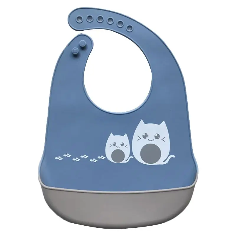

Cartoon Dual Color Baby Bibs Waterproof Soft Silicone Cute Feeding Saliva Towel