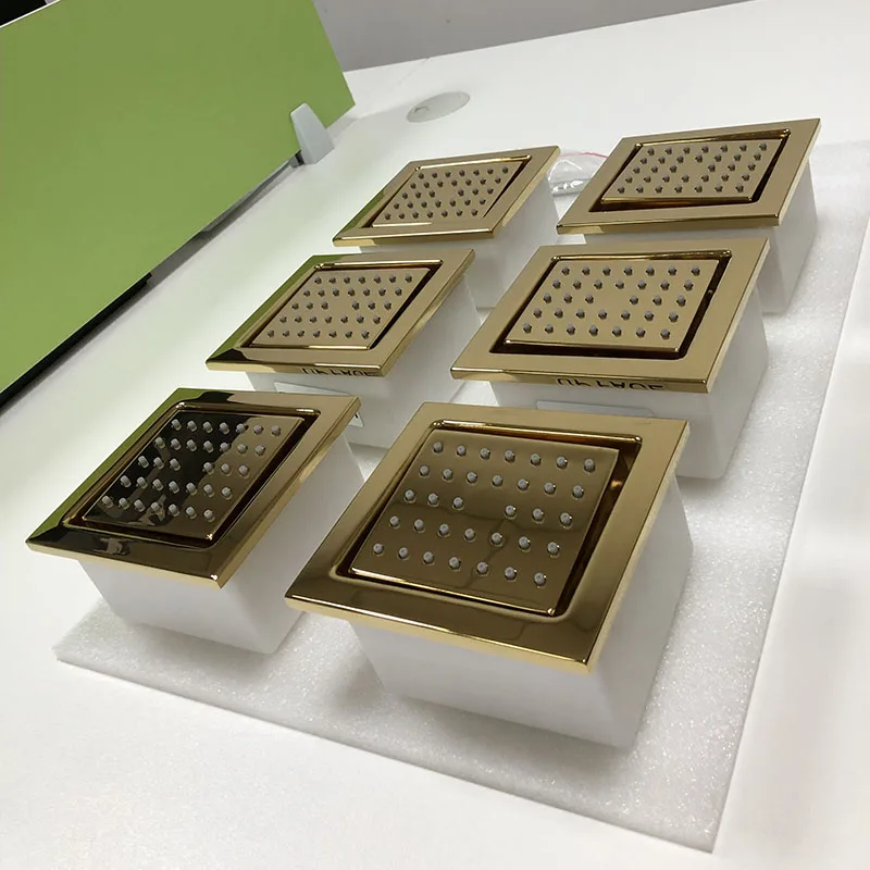 Золото Насадки для душа в комплекте 6 шт. гидромассажем Простая душевая кабина с массажной настенный Ванная комната смеситель для душа дождь тела струйный распылитель 120x130mm