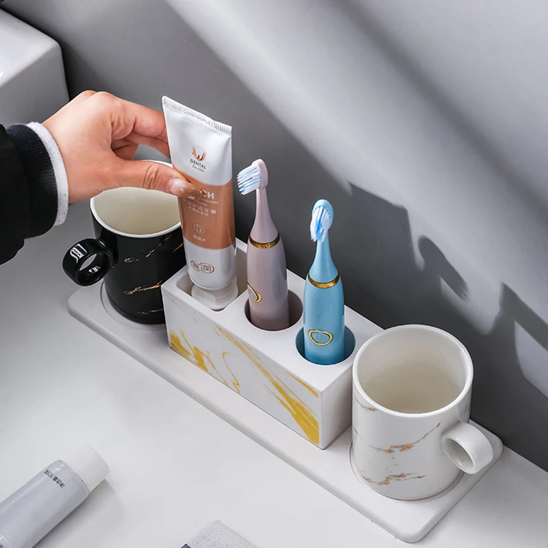 toothpaste electric toothbrush stand holder bathroom accessories storage box organizer with absorbent pad free global shipping