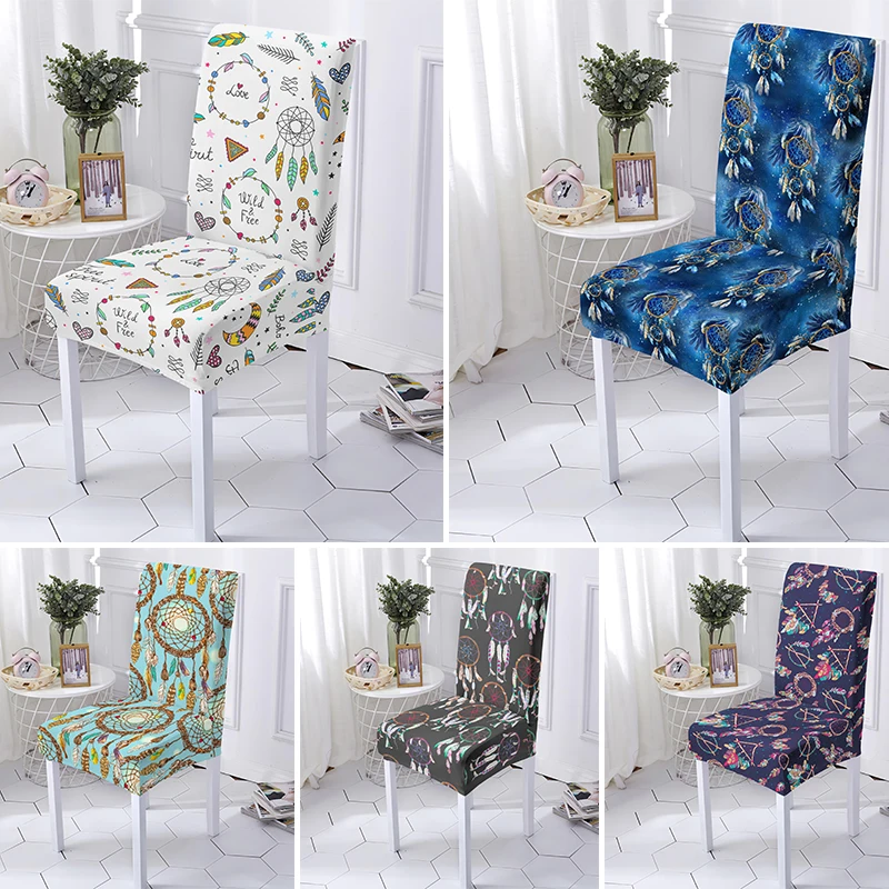 

Boho Dreamcatcher Stretch Chair Covers Elastic Universal Size Dining Seat Cover For Wedding Banquet Hotel Decor
