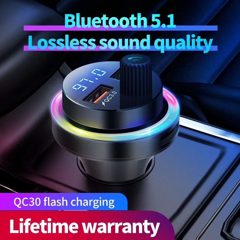 Автомобильное зарядное устройство с 2 USB-портами и светодиодный-трансмиттером 12-24