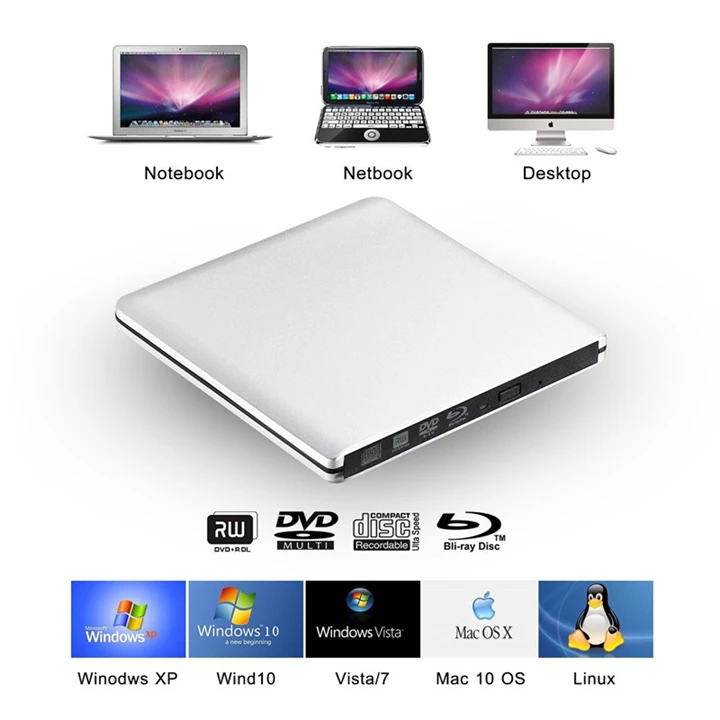 USB 3,0 слот нагрузки внешний Bluray привод Apple DVD RW горелка Писатель 3D Blue-ray Combo BD-ROM плеер для Macbook Pro iMac ноутбука