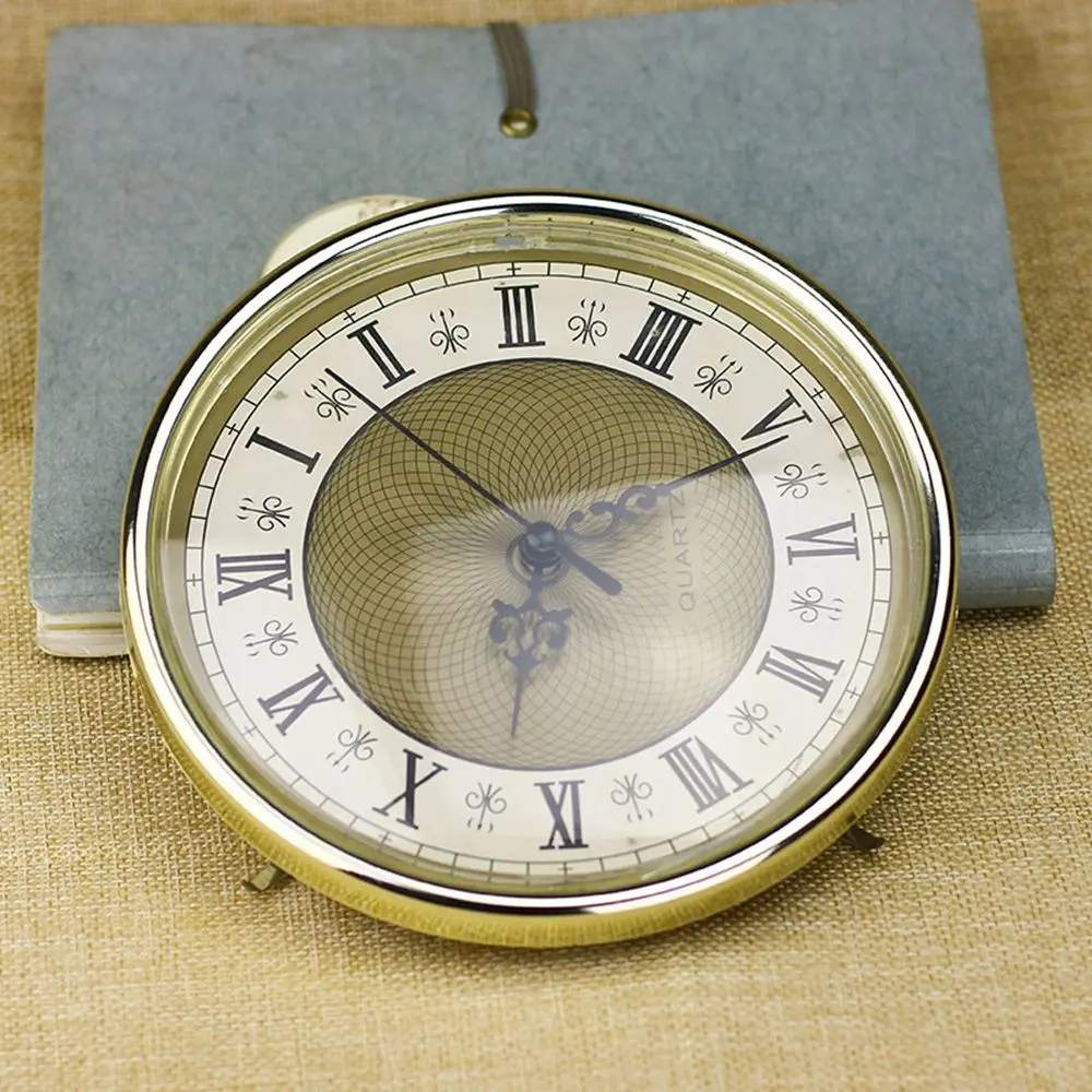 Shellhard 2-1/2&quot (65mm) Clock Quartz Movement Insert Roman Numeral White Face Gold Trim | Дом и сад