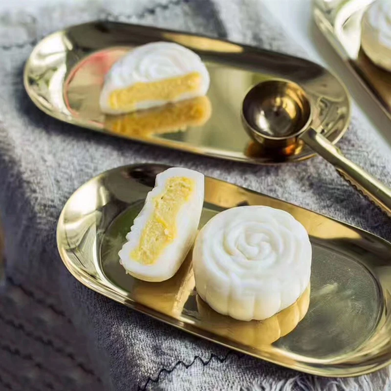 Лоток для хранения из нержавеющей стали Овальный металлический поднос розового