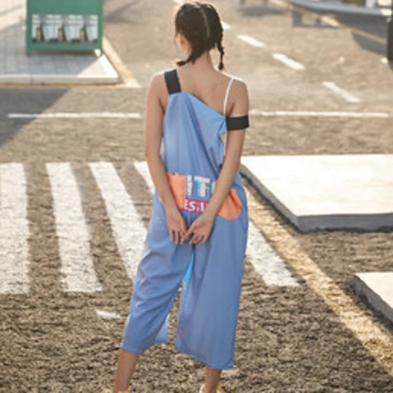 

Vefadisa Fashion Letter Print Women Jumpsuits 2021 Summer Sleeveless Ankle-Length Pants Romper Womens Jumpsuits Overall QYF2695