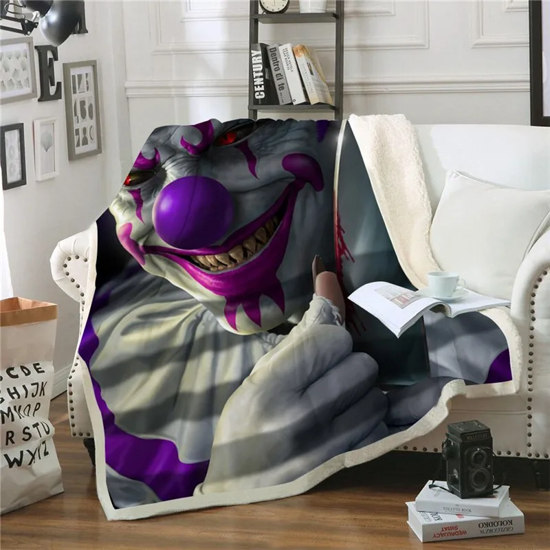 

Creative Sherpa Fleece Blanket Clown Anime Boy Blanket Fashion Party Tapestry Gift for Home Bedspread Drop Ship ZOOTOP BEAR