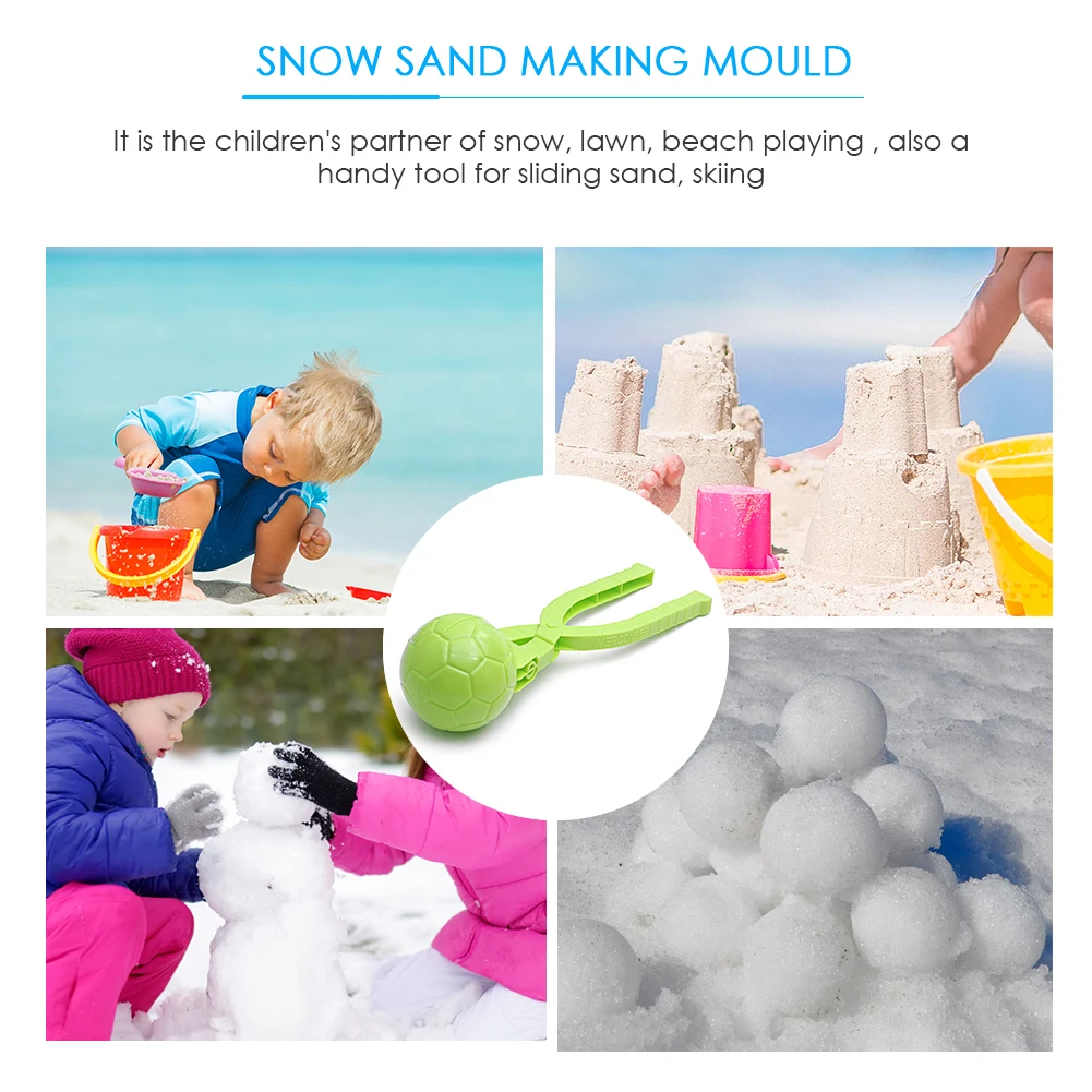 

1pc Soccer Football Shaped Snowball Maker Winter Kids Outdoor Sports Sand Snow Ball Mold Toys Plastic Snowball Fight Clip Random