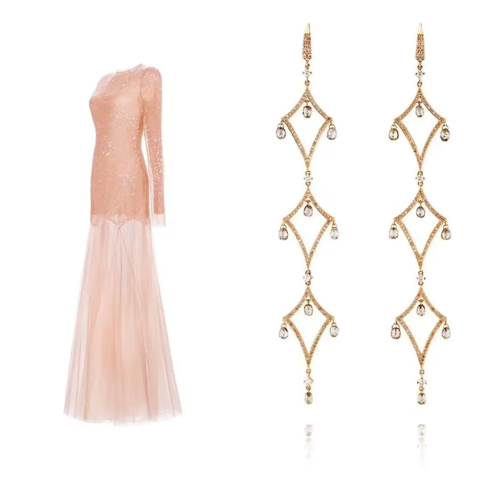 Женские свадебные серьги в виде ракушек с бриллиантами и кисточками S925