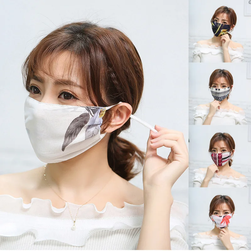 Многоразовые летние маски для взрослых женщин Цветочные Маски защиты лица от