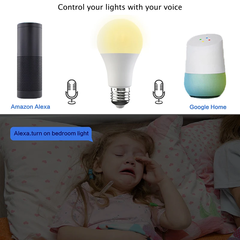 

Wireless Smart Bulb Lighting Lamp 15W B22/E27 WIFI Light Bulb Dimmable WIFI Downlight Changing App Control Alexa/Google Home
