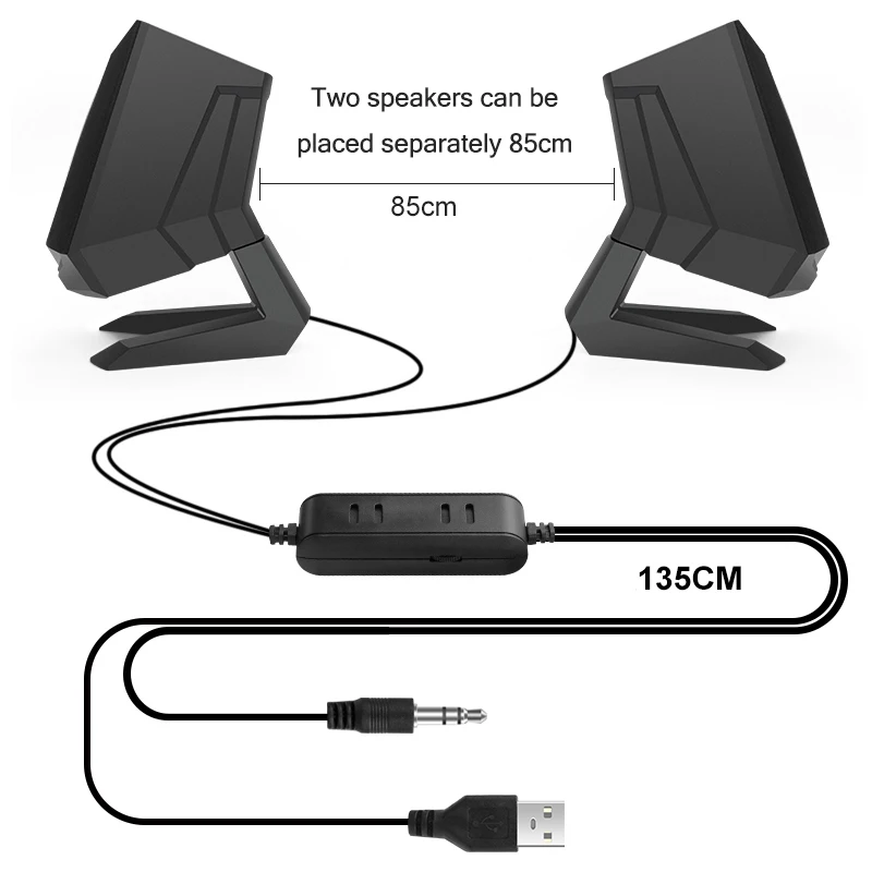 Проводные компьютерные колонки USB AUX усиленный басовый ПК динамик для ноутбука