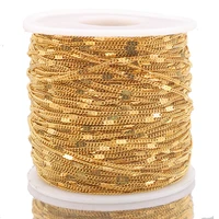 2 meters flatten gift chain necklace curb cuban link gold tone stainless steel necklace jewelry making supplies chains