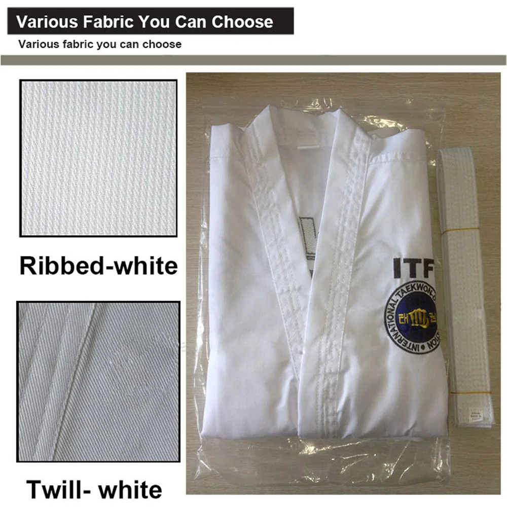 Новый ITF Taekwon-Do одобренный белый хлопковый костюм для студентов Doboks кимоно боевых