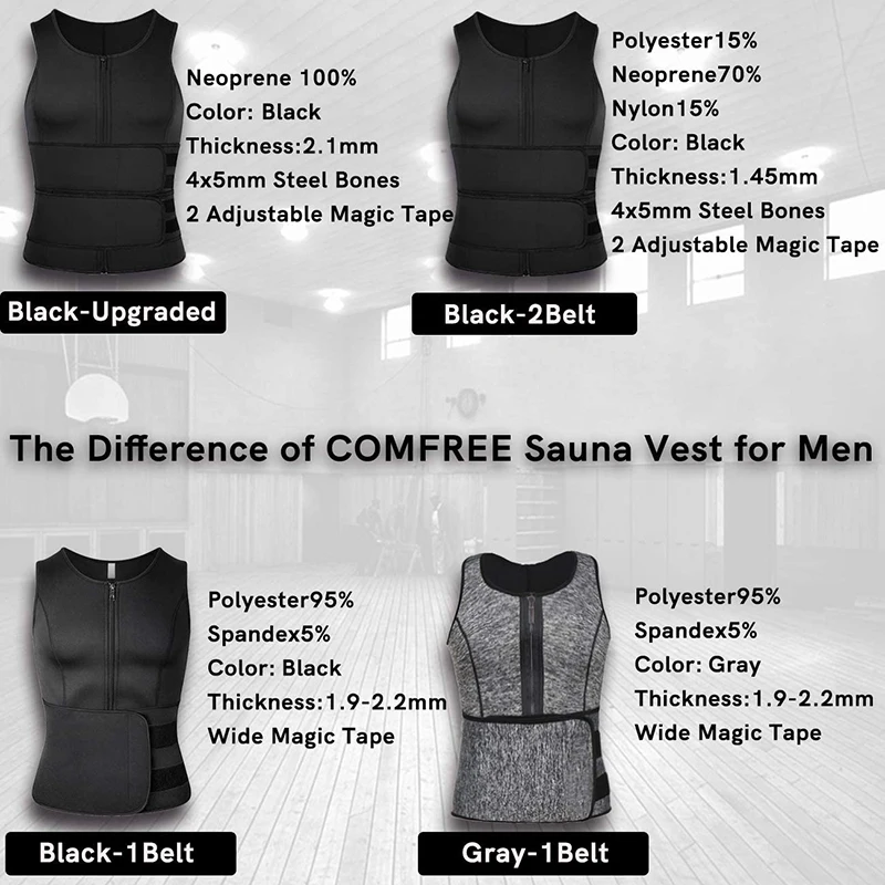 Men Neoprene Sauna Zipper Waist Trainer Corset Vest Tank Top Trimmer Compression Body Shaper Slimming Belt Faja Shapewear