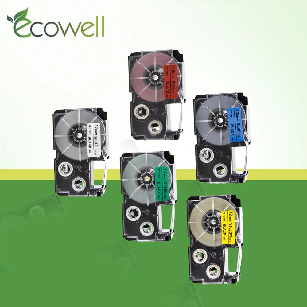 

Ecowell 12mm Multicolor XR-12W Ecompatible for Casio Label Tape XR12WE XR-12RD Compatible for KL-60 KL-60SR KL120 EZ Label Maker