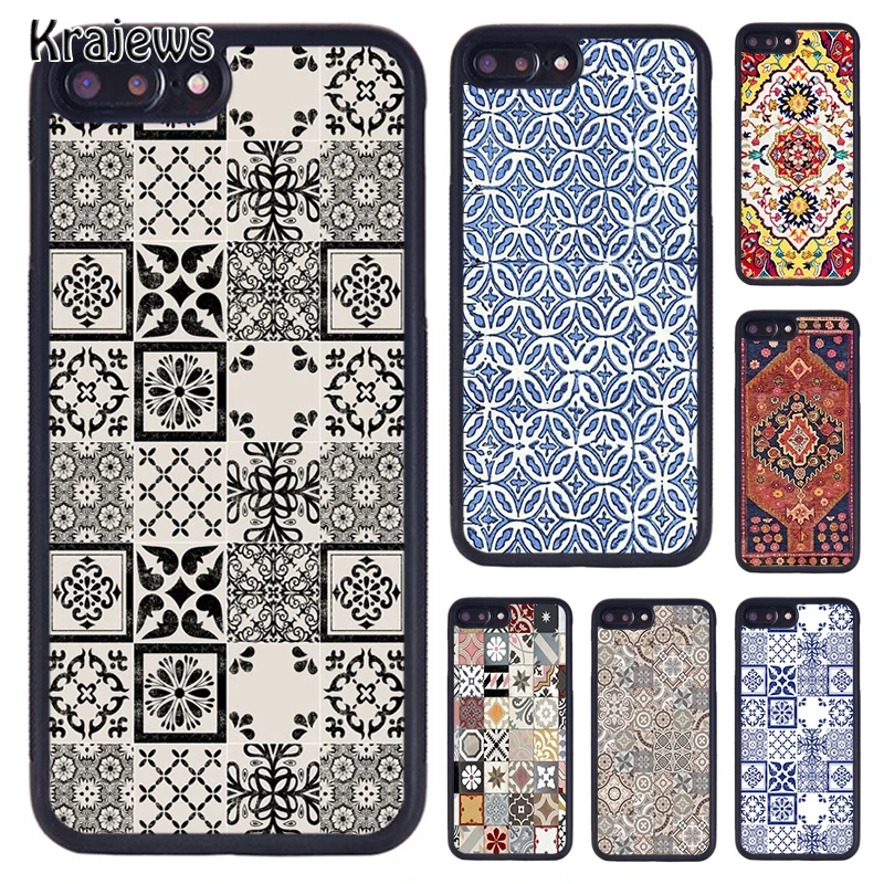 Краеведские марокканские древние Цветочные плитки для iPhone 5 6 S 7 8 plus 11 Pro X XR XS Max